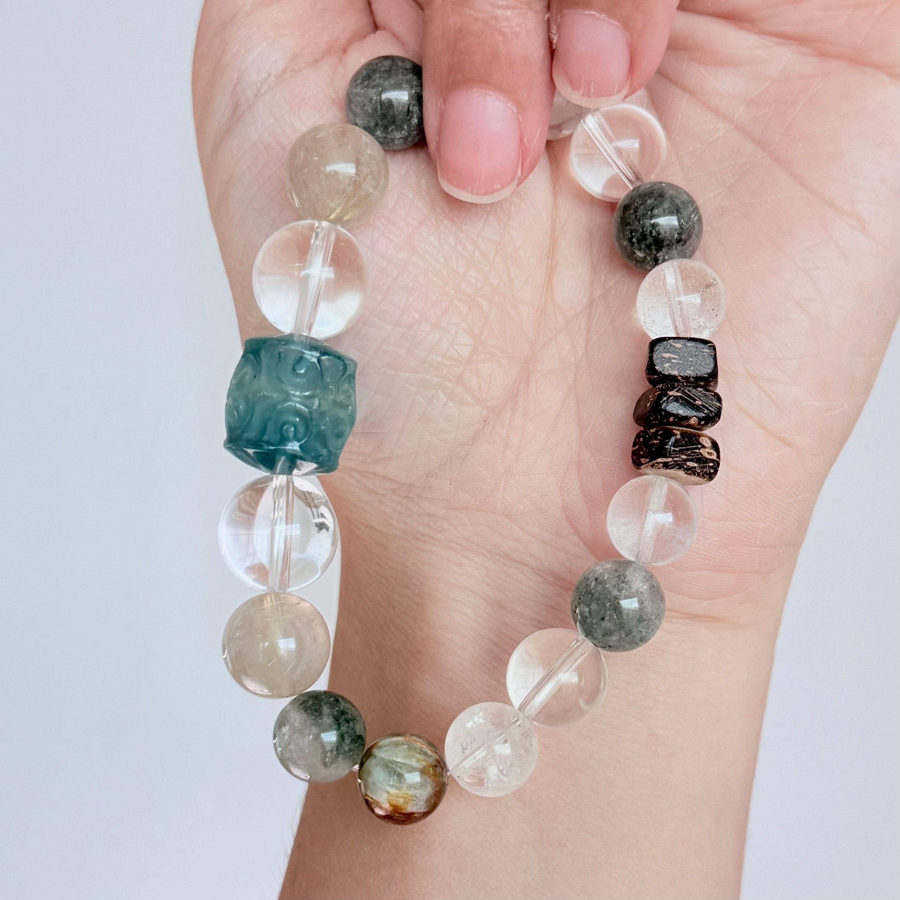 Aquamarine & Golden Rutilated Quartz Bracelet