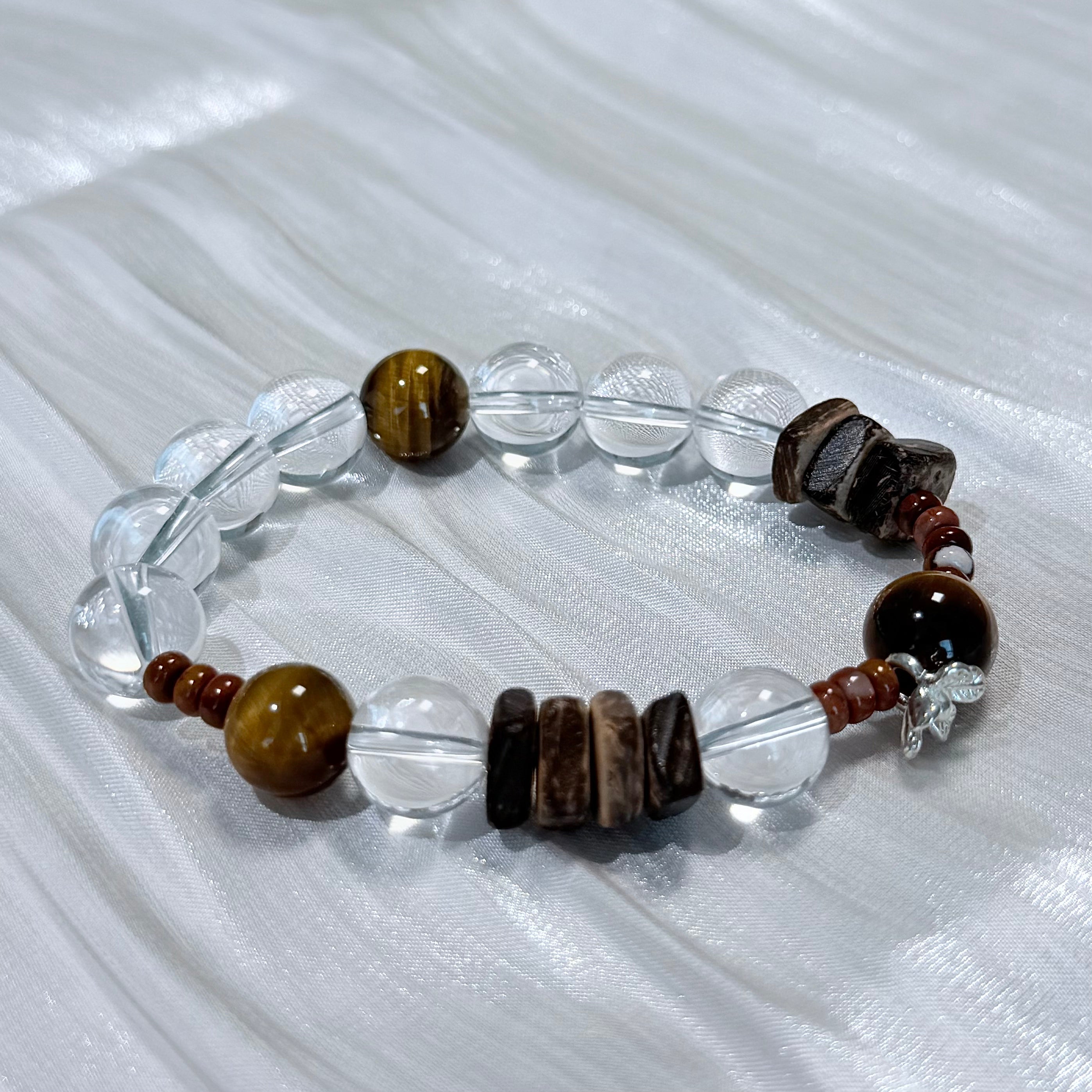 Clear Quartz & Tiger's Eye Protection Bracelet