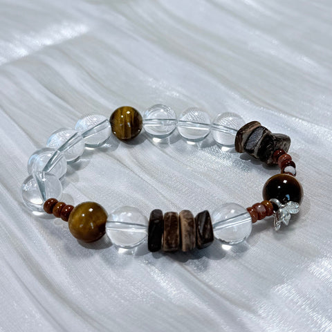 Clear Quartz & Tiger's Eye Protection Bracelet