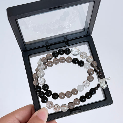 Black Obsidian, Smoky Quartz & Clear Quartz Protection Bracelet
