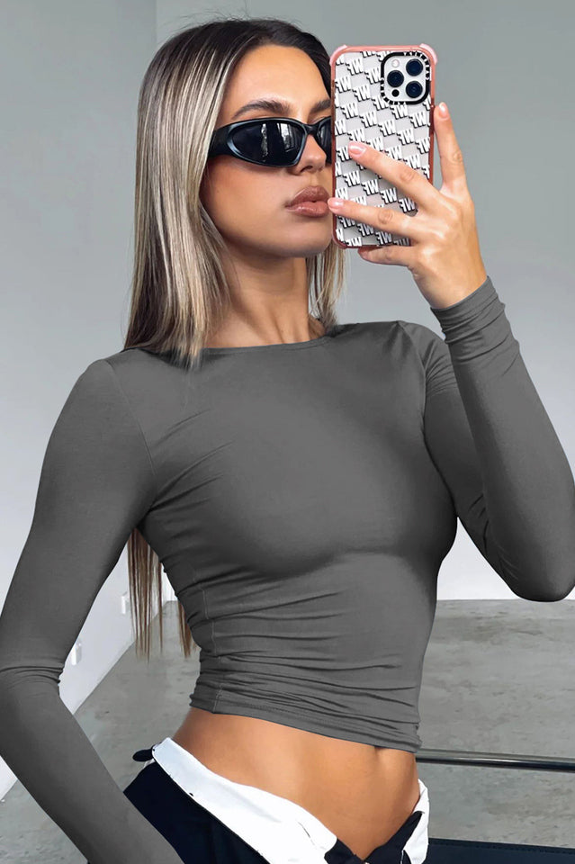 Round Neck Long-Sleeve Top