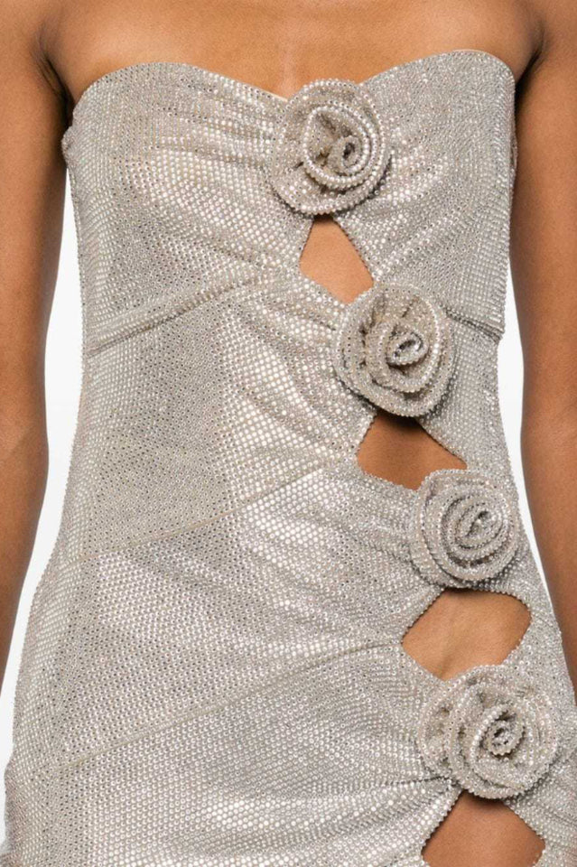 Strapless Floral Studded Dress