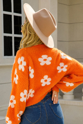 Cuteness Flowers Fuzzy Knit Cardigan