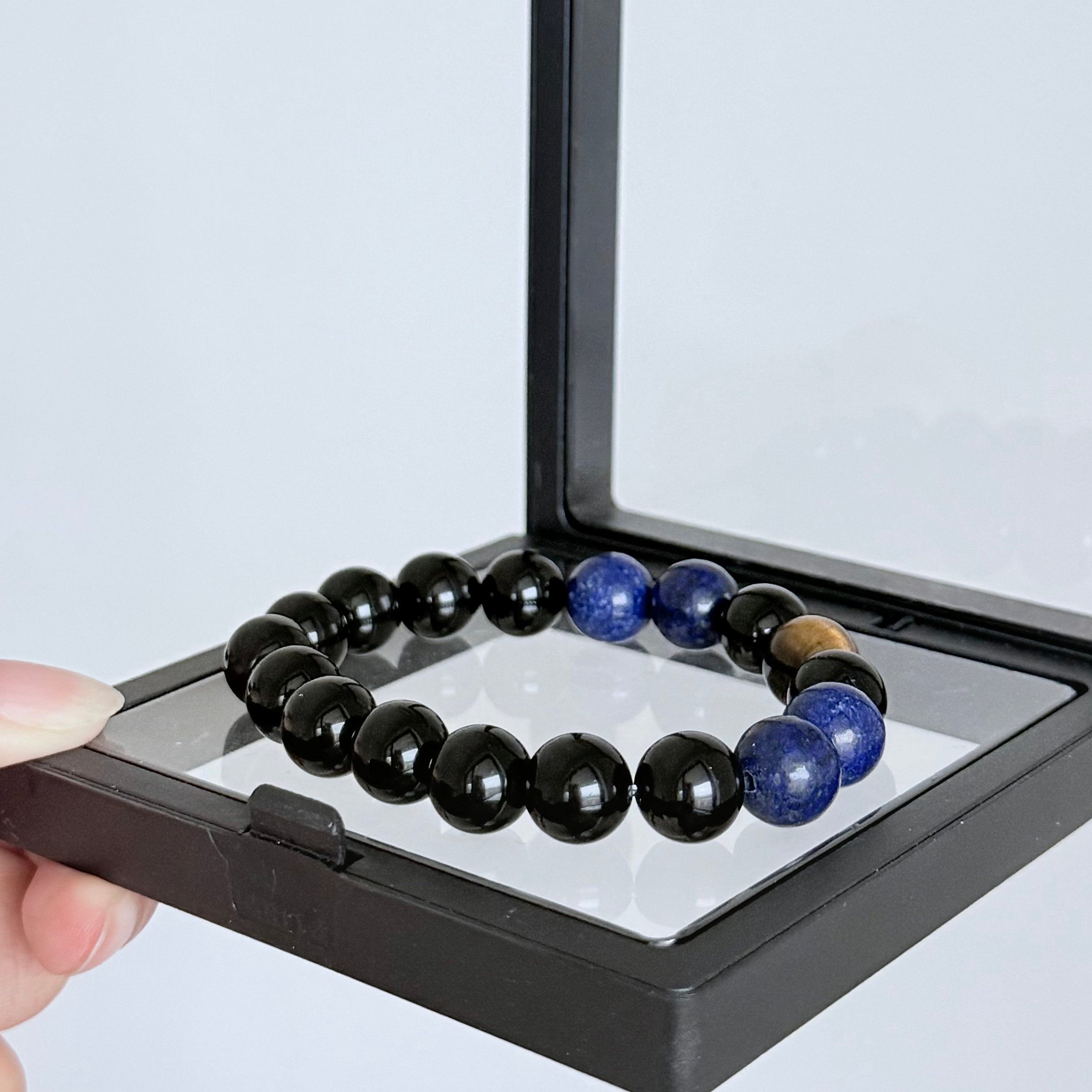 Black Obsidian and Sodalite Crystal Bracelet