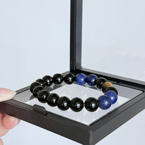Black Obsidian and Sodalite Crystal Bracelet
