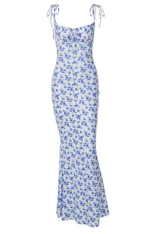 Floral Print Sleeveless Backless Maxi Dress