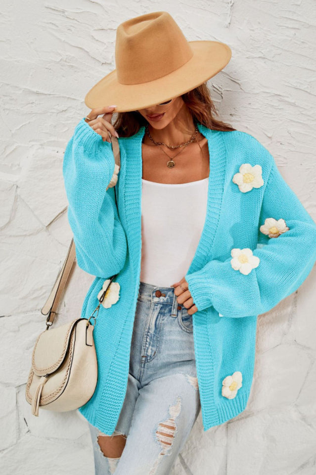 Fall In Daisy Oversized Knit Cardigan