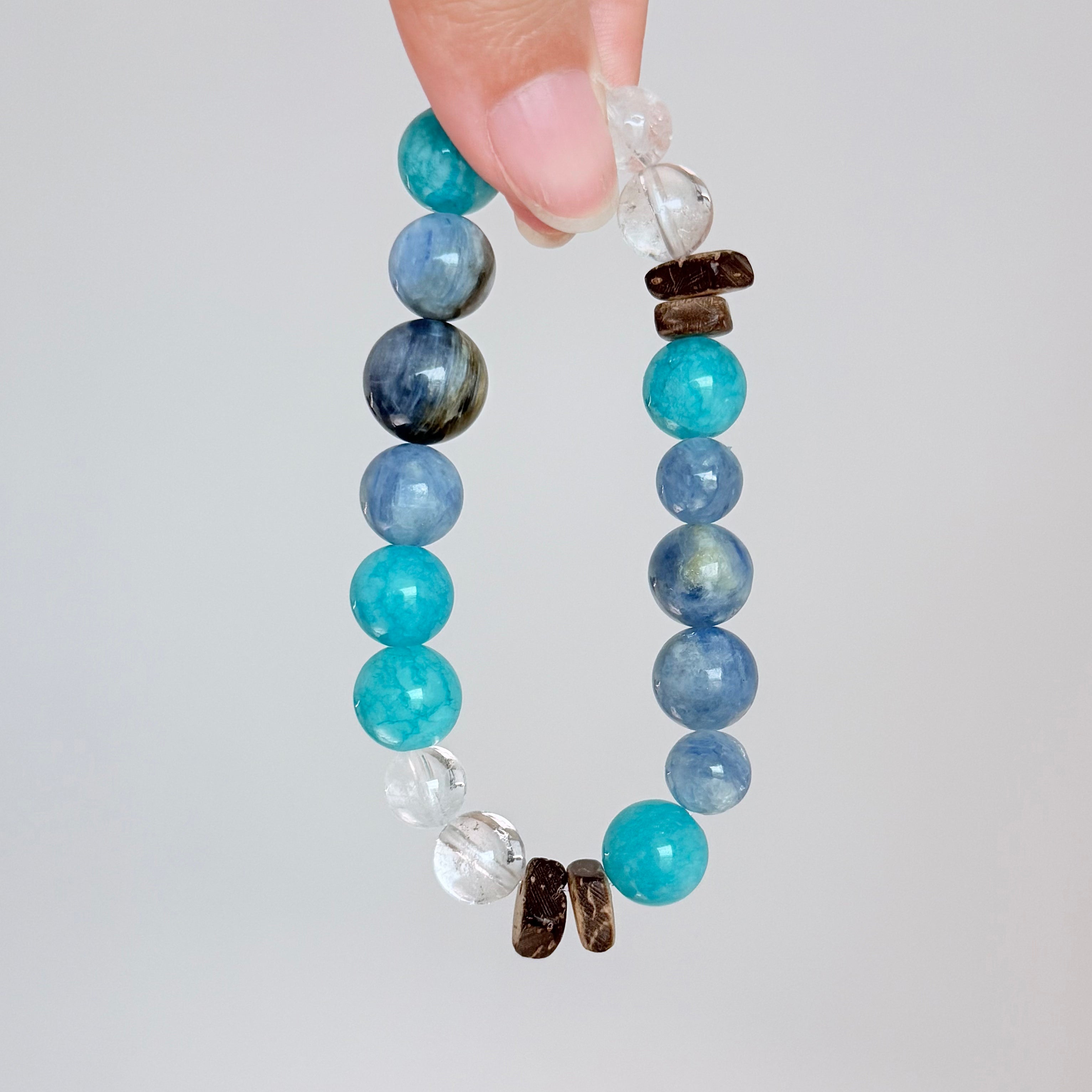Blue Kyanite & Amazonite Bracelet with Clear Quartz