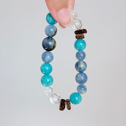 Blue Kyanite & Amazonite Bracelet with Clear Quartz