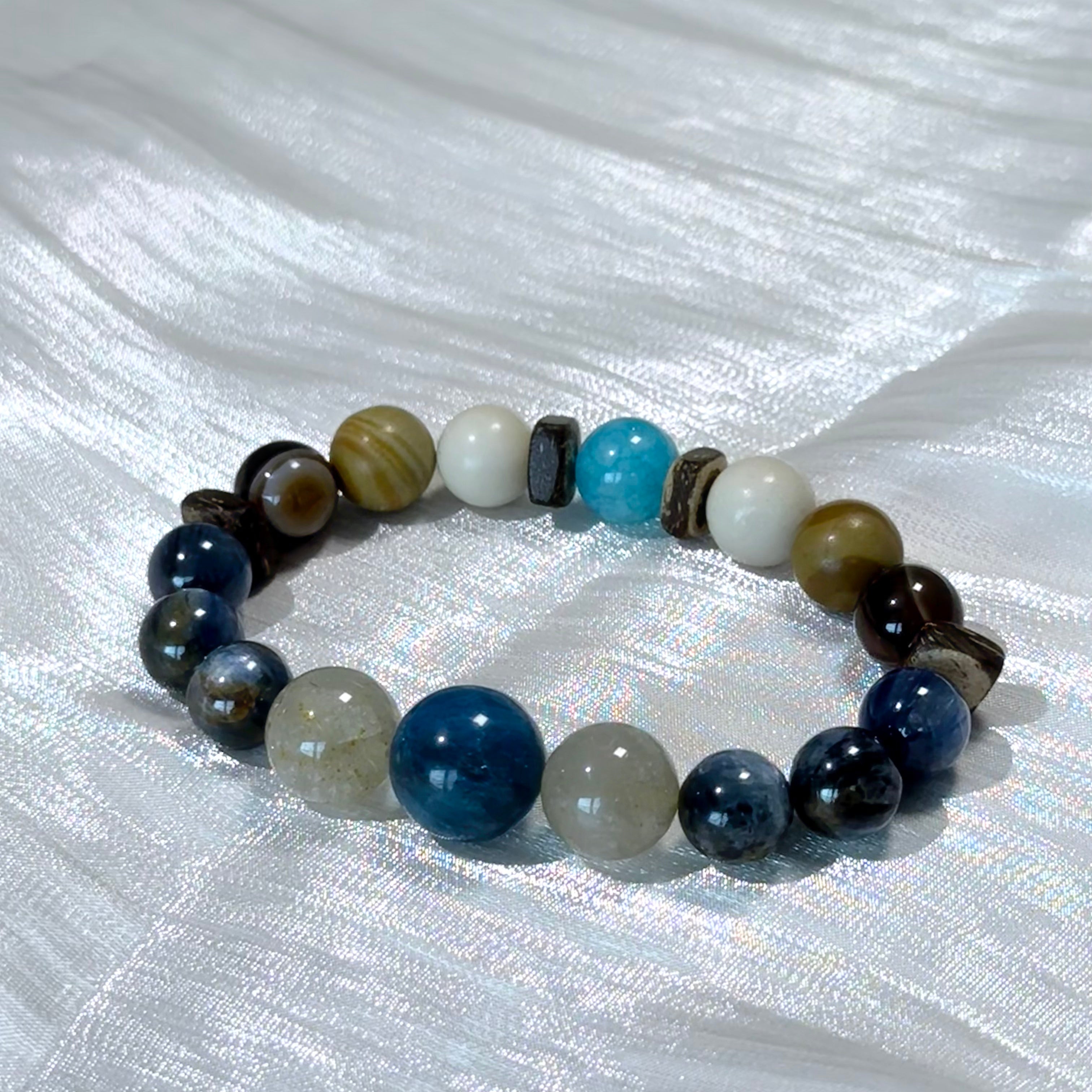 Blue Kyanite, Citrine, Apatite, Tiger's Eye And Moonstone Bracelet