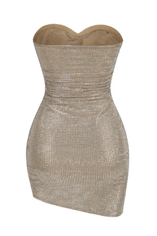 Strapless Floral Studded Dress