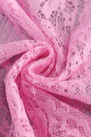 Queena Strapless Feather Trim Lace Dress