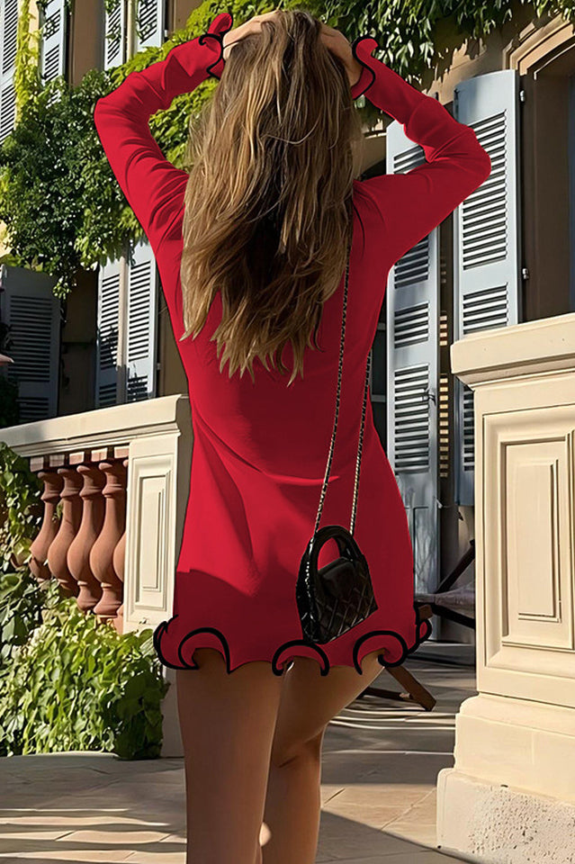 Tight Skirt With Ruffles Mini Dress