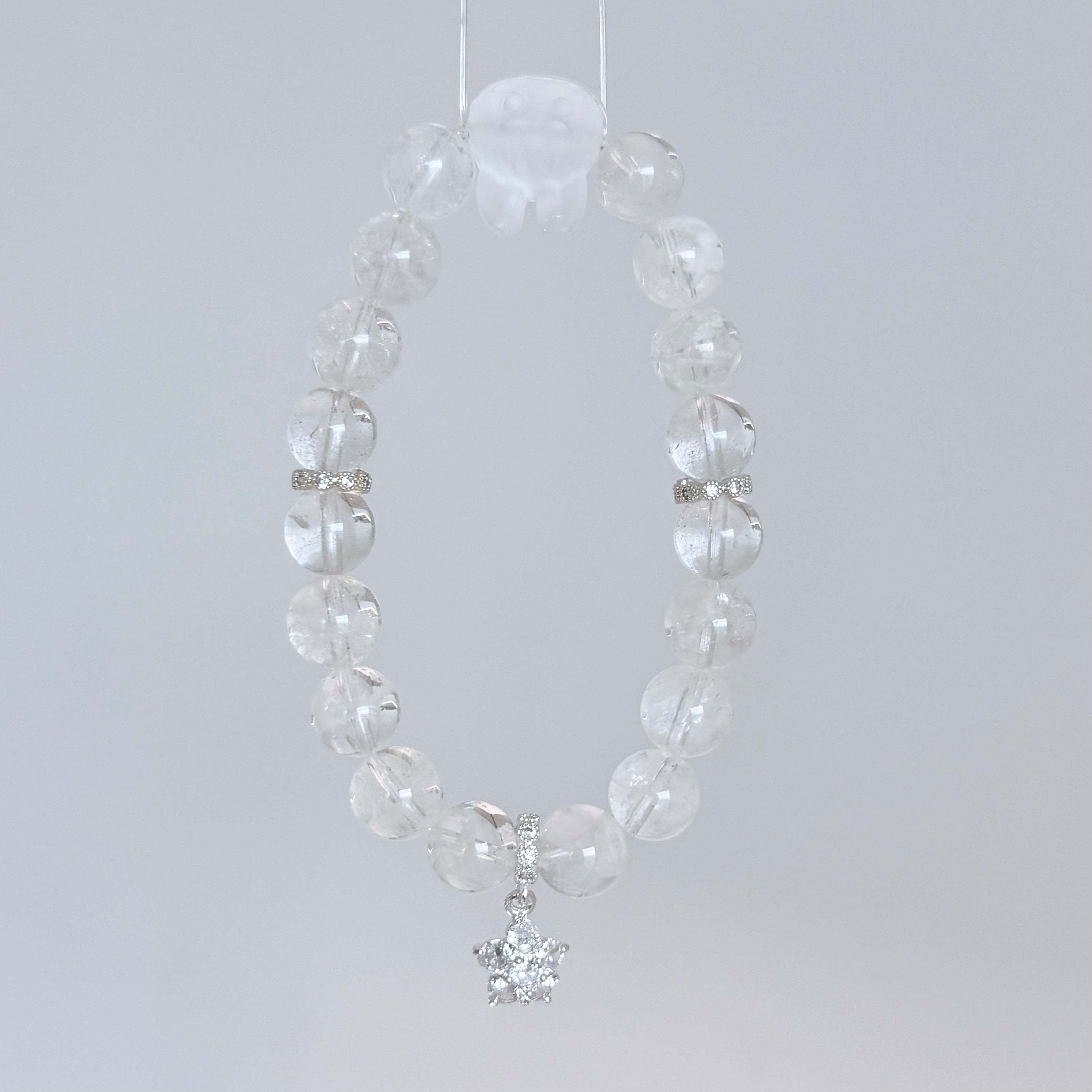 Clear Quartz Crystal Bracelet with Sparkling Star Charm