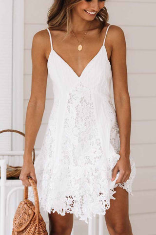 Lace Sling Halter Mini Dresses