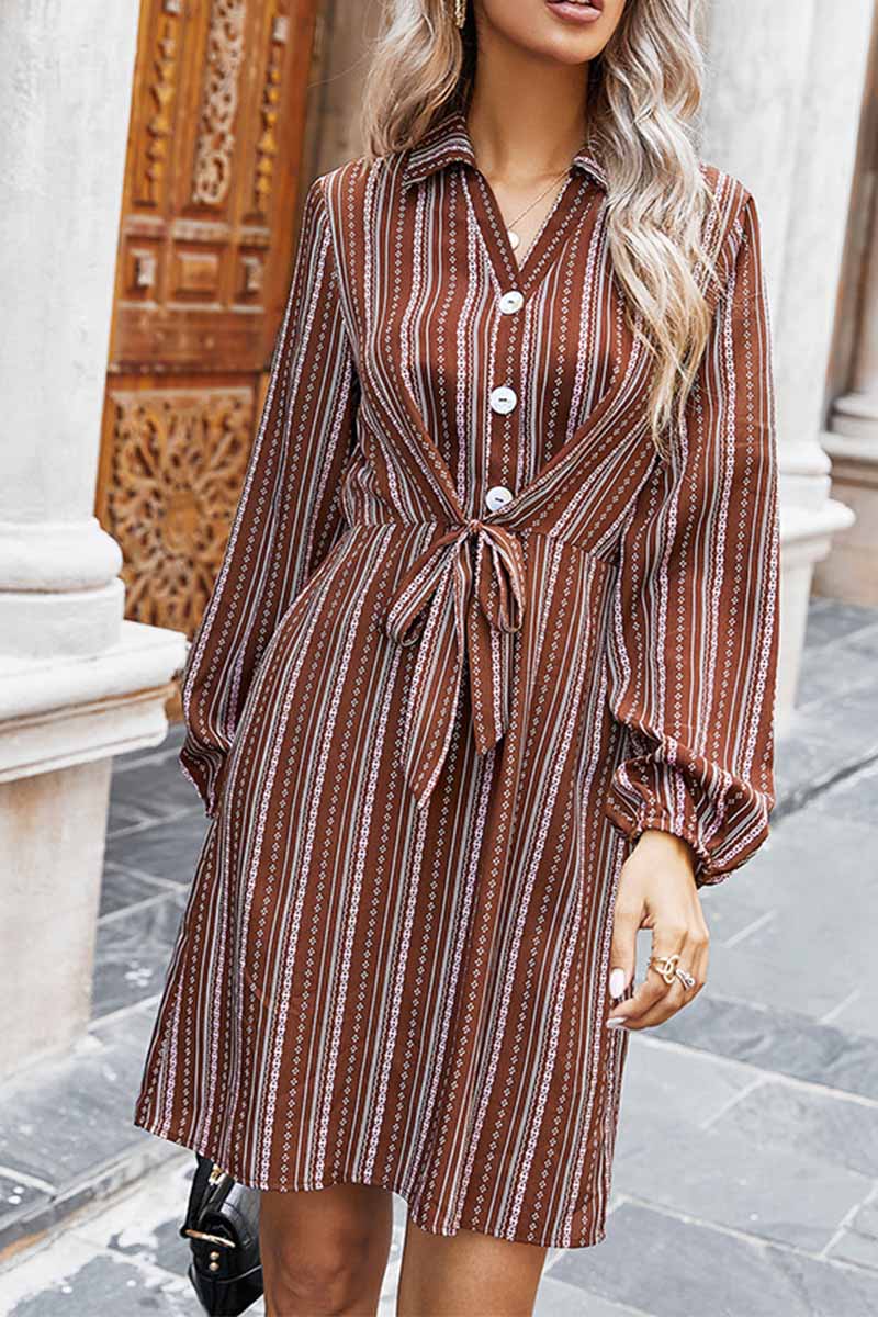 Loose Classic Striped Shirt Mini Dress