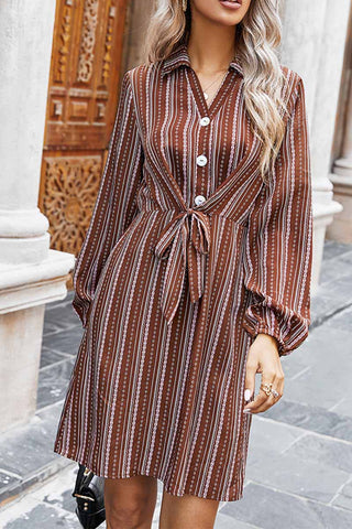 Loose Classic Striped Shirt Mini Dress