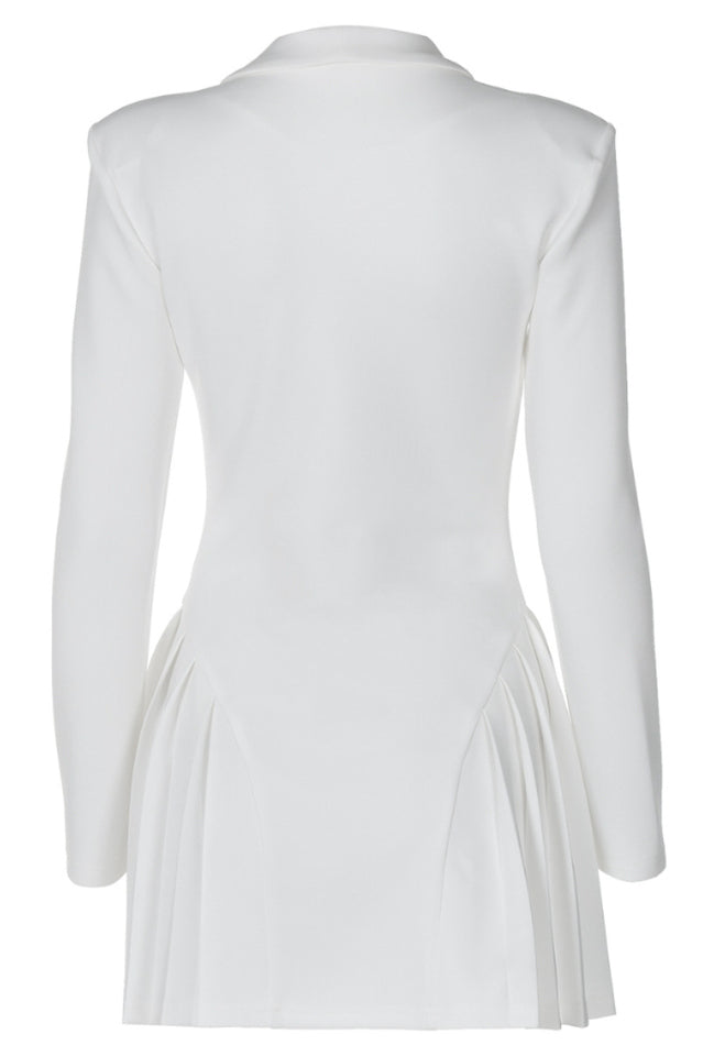 Pleated Sexy V Neck Blazer Dress
