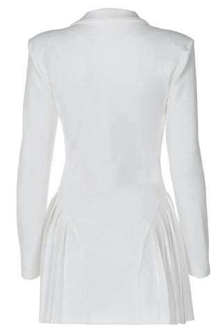 Pleated Sexy V Neck Blazer Dress
