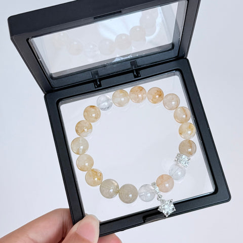 Golden Rutilated Quartz & Clear Quartz Bracelet