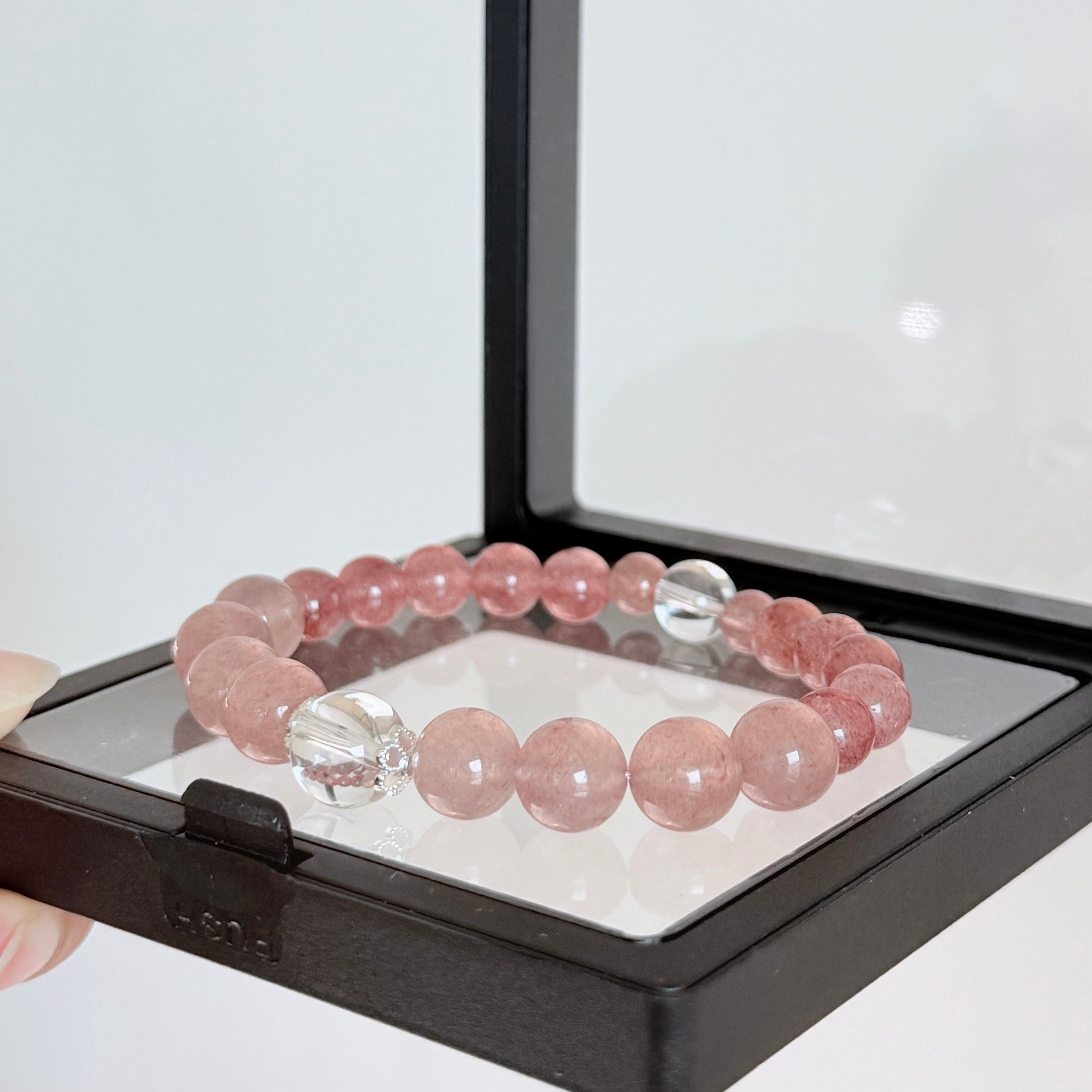 Strawberry Quartz and Clear Quartz Bracelet