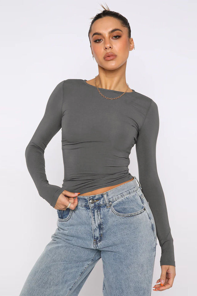 Round Neck Long-Sleeve Top