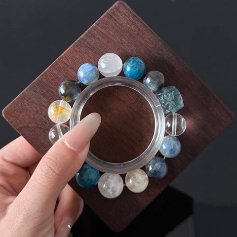 Blue Apatite, Kyanite & Clear Quartz Crystal Bracelet