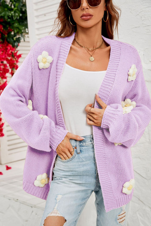 Fall In Daisy Oversized Knit Cardigan