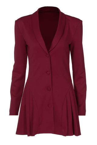 Pleated Sexy V Neck Blazer Dress