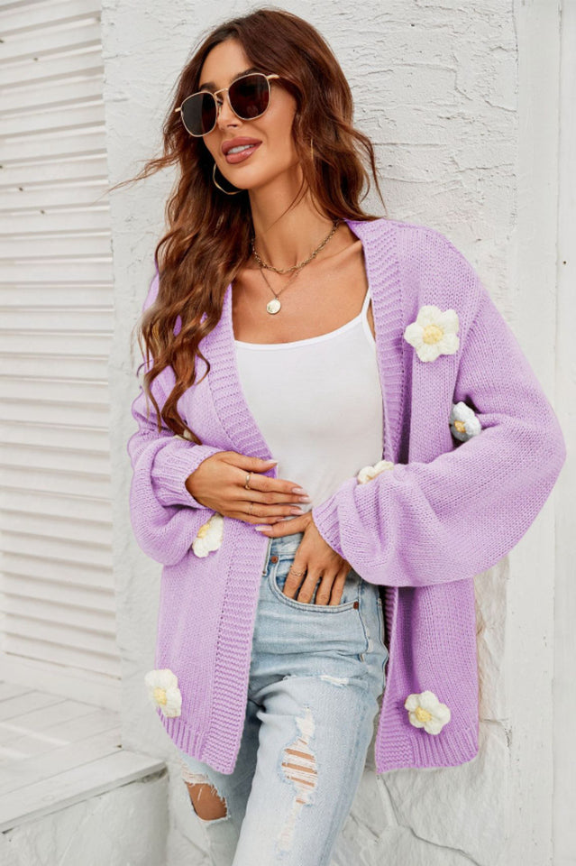 Fall In Daisy Oversized Knit Cardigan