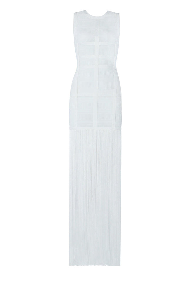See Through Mesh Tassel Maxi Dress