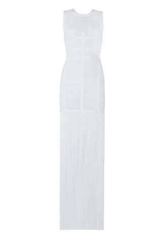 See Through Mesh Tassel Maxi Dress