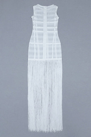 See Through Mesh Tassel Maxi Dress