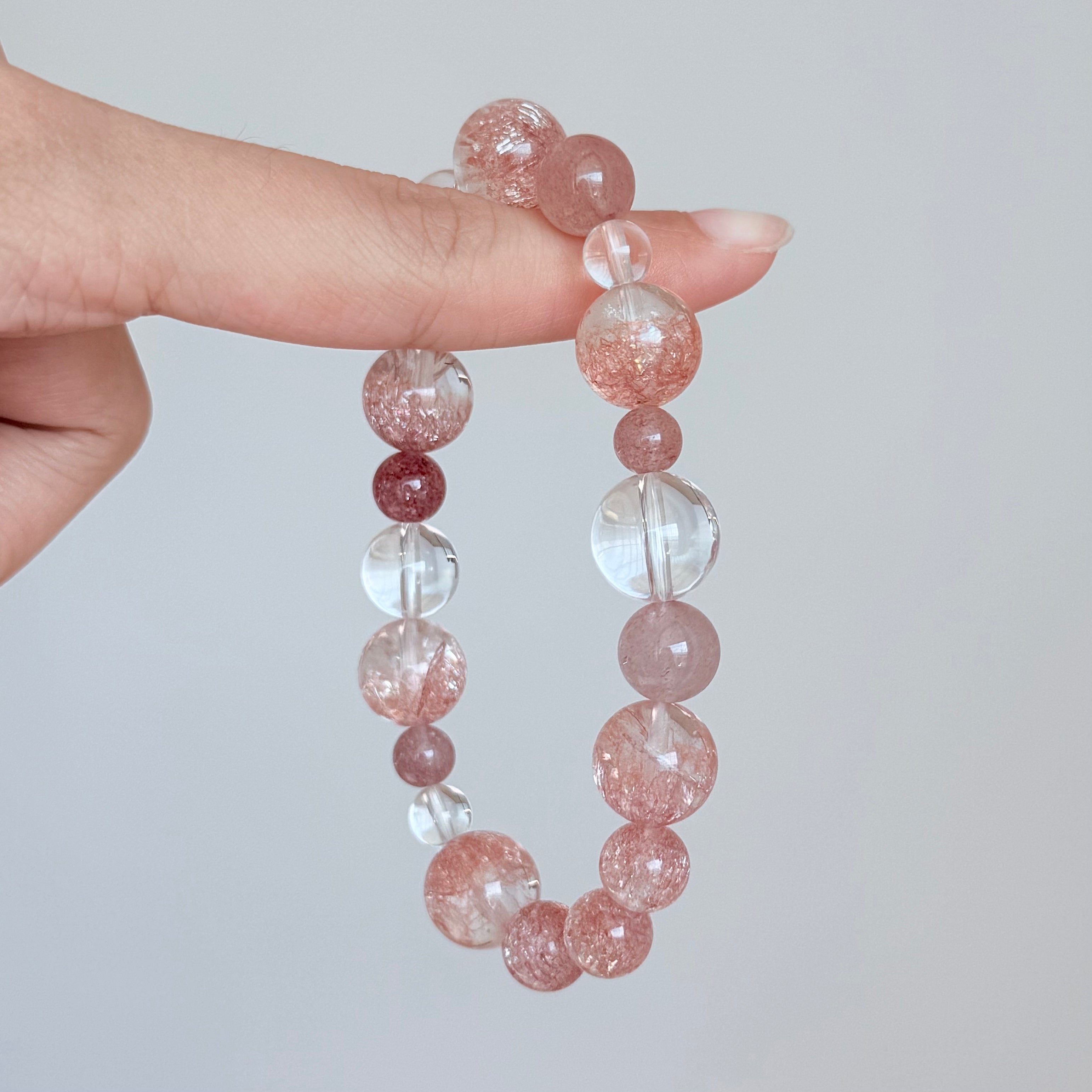 Strawberry Quartz & Clear Quartz Bracelet