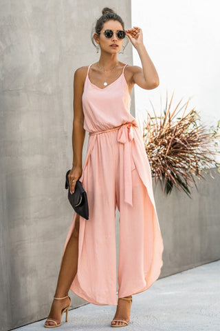 Wide Leg Side Split Jumpsuit