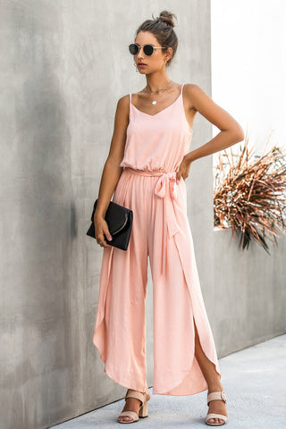 Wide Leg Side Split Jumpsuit