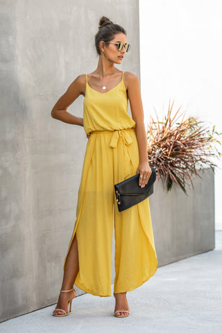 Wide Leg Side Split Jumpsuit