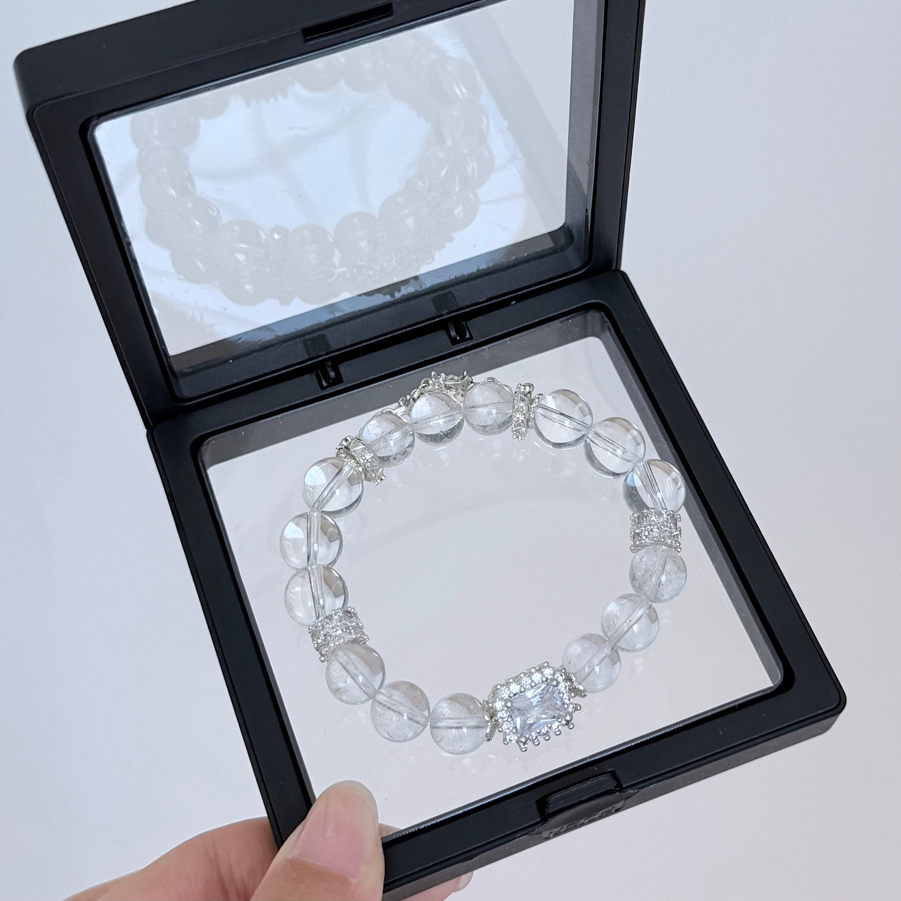 Clear Quartz Crystal Bracelet with Diamond-Cut Center Stone