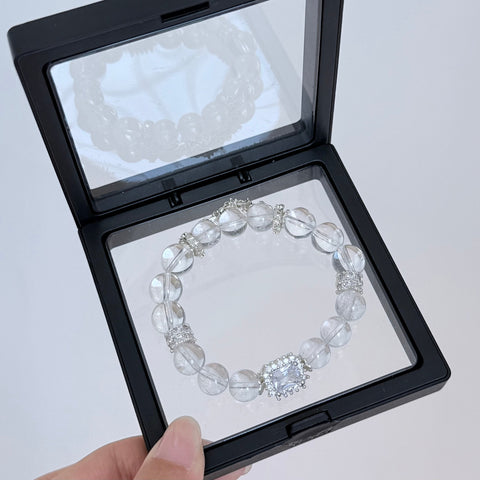 Clear Quartz Crystal Bracelet with Diamond-Cut Center Stone