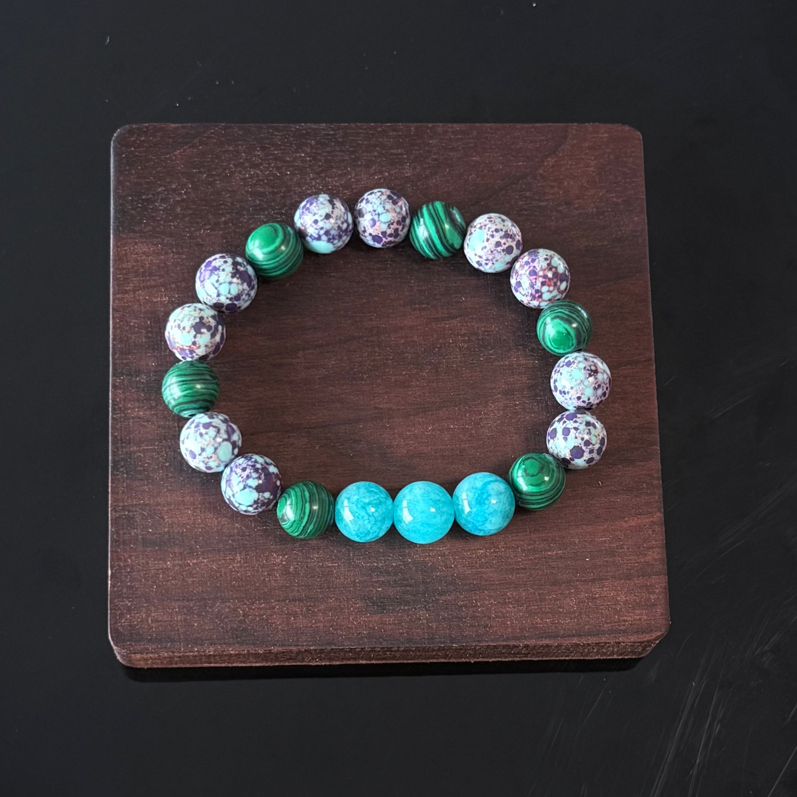 Amazonite, Malachite & Purple Jasper Bracelet