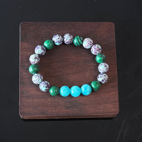 Amazonite, Malachite & Purple Jasper Bracelet