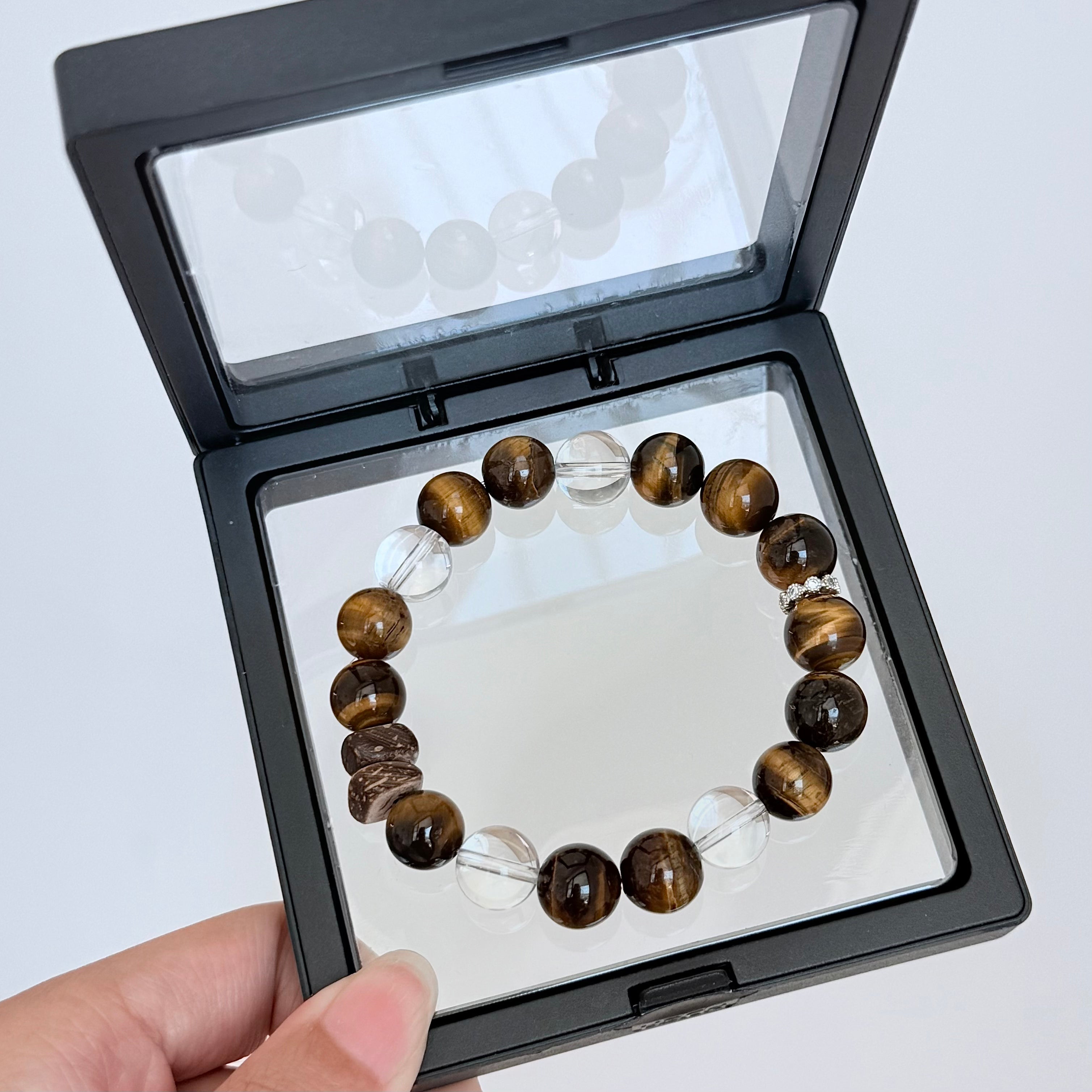 Tiger's Eye and Clear Quartz Bracelet