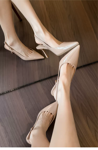 Women's French Retro Pointed Toe Slingback Closed For Heels