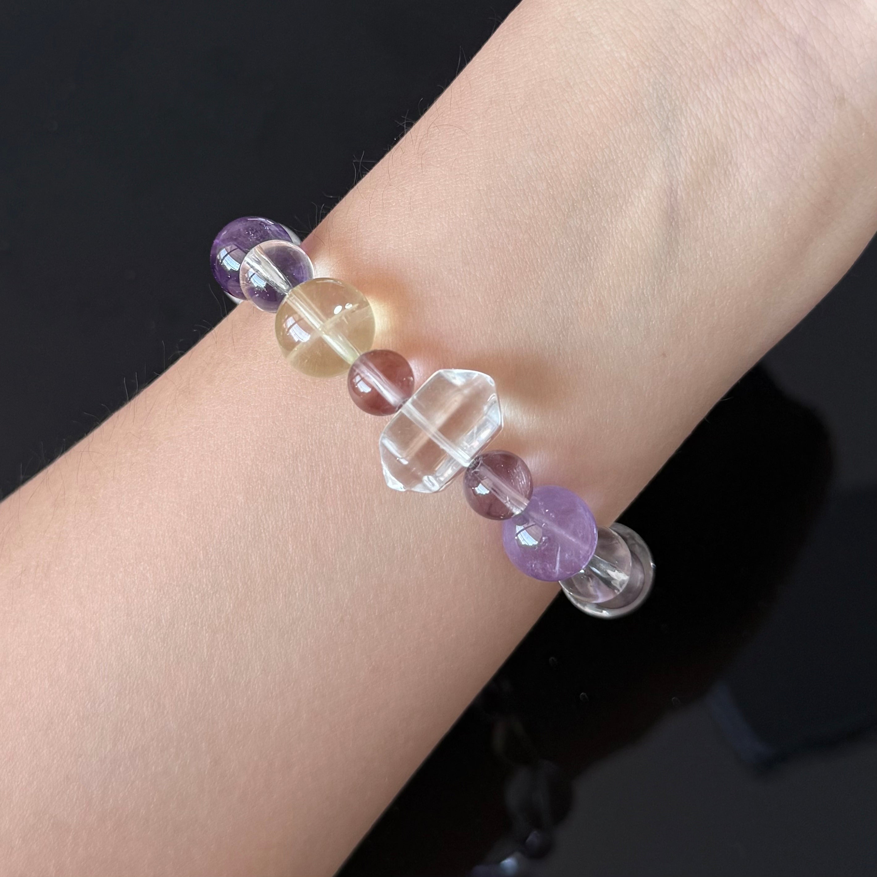 Amethyst, Citrine & Clear Quartz  Bracelet