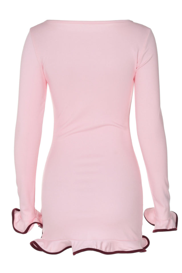 Tight Skirt With Ruffles Mini Dress