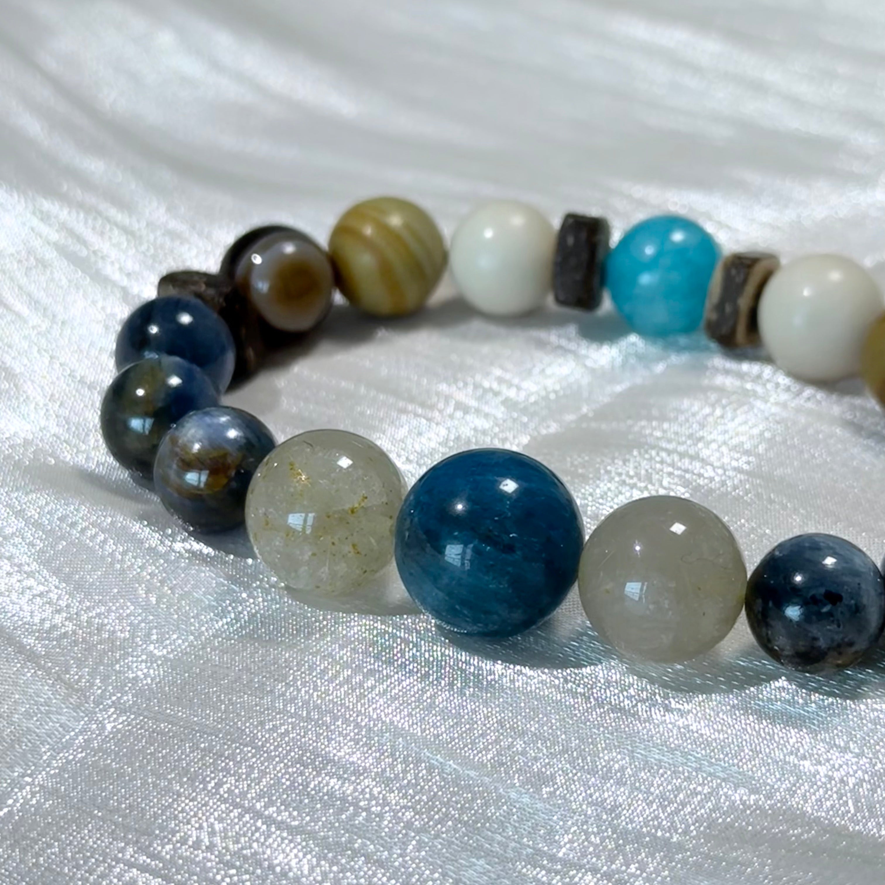 Blue Kyanite, Citrine, Apatite, Tiger's Eye And Moonstone Bracelet