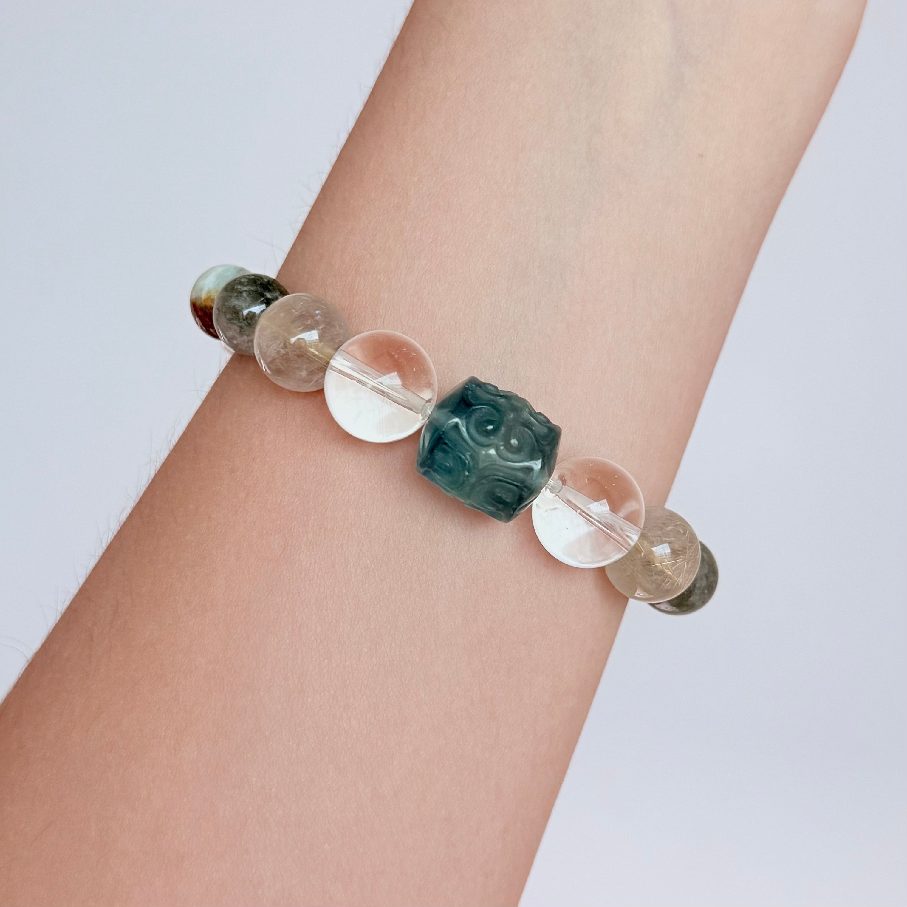 Aquamarine & Golden Rutilated Quartz Bracelet