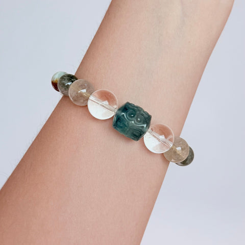 Aquamarine & Golden Rutilated Quartz Bracelet