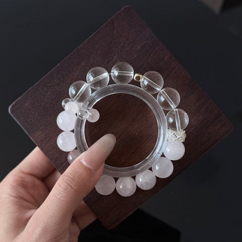 Rose Quartz & Clear Quartz Crystal Bracelet