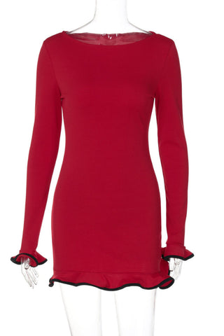 Tight Skirt With Ruffles Mini Dress